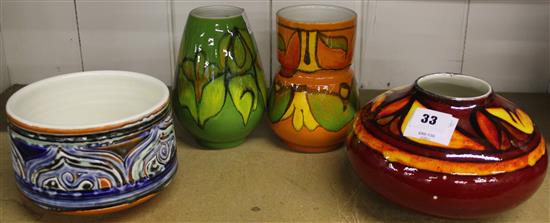 4 Poole vases